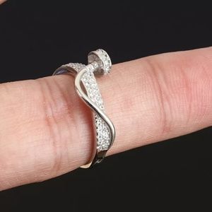 Nailed it sterling silver & white Topaz ring sz 8